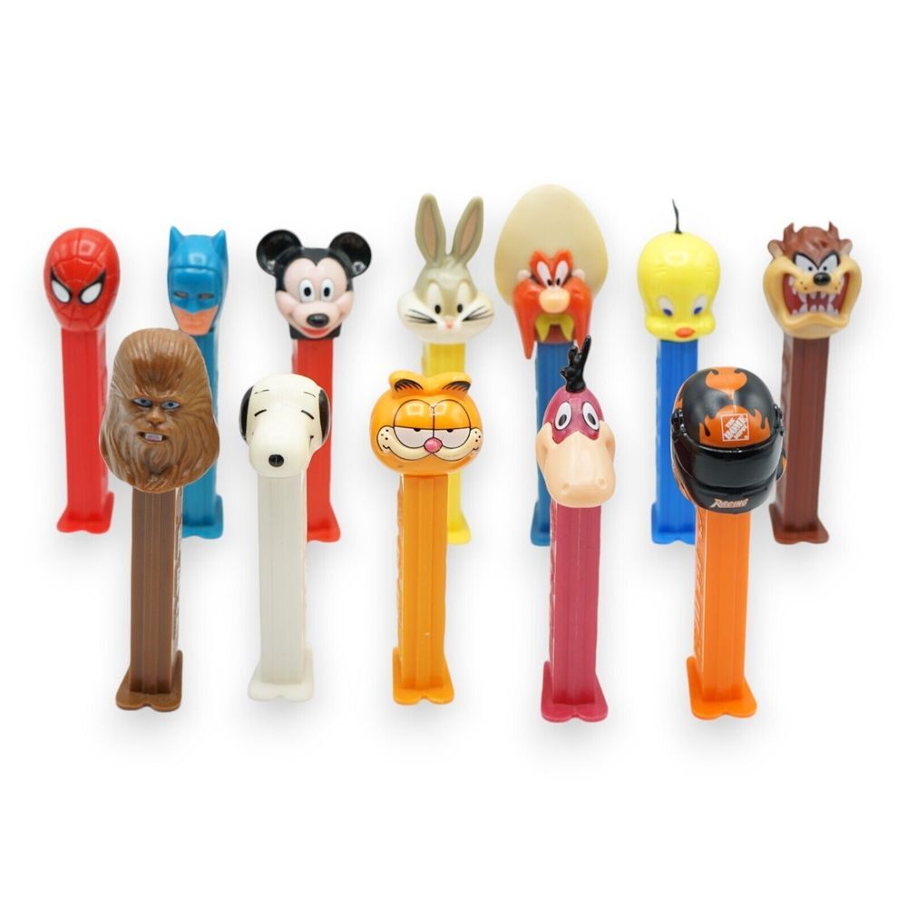 Vintage 90s Pez Dispenser Set of 12 ~ Sam, Batman, Bunny, MIckey Collectionables